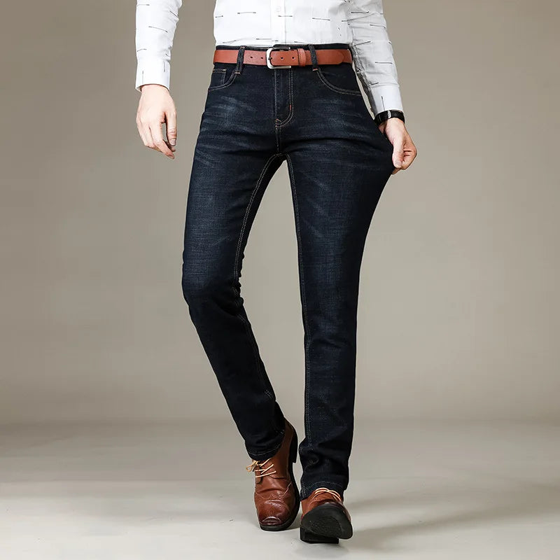 Casual Cotton Denim Straight Leg Pants