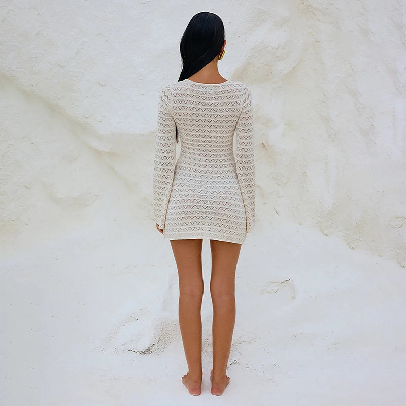 Long Sleeve High Waist Beach Dress
