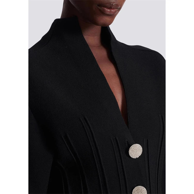 crystal button waist knitted top