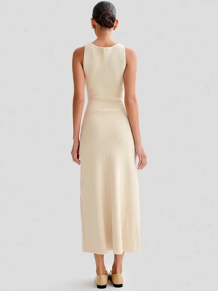 Elegant Sleeveless Buttoned Dress