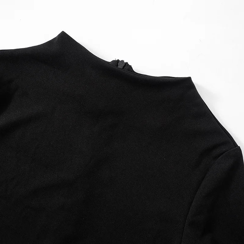 Sleeve Black Mini Dress