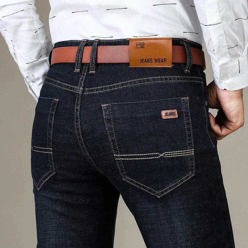 Casual Cotton Denim Straight Leg Pants