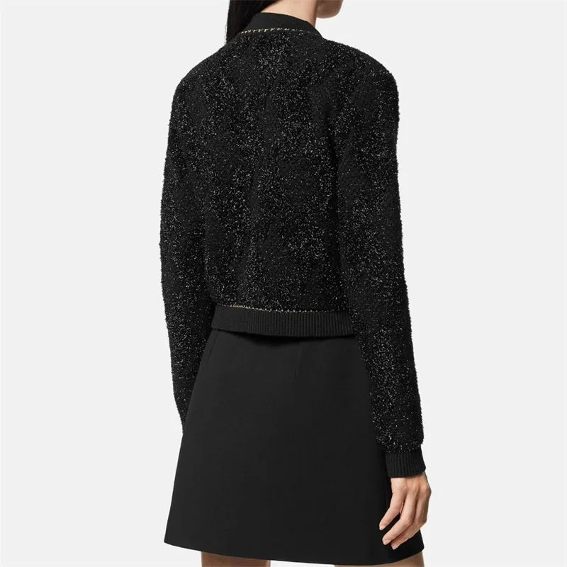 Metal button decoration Women's long sleeved sweater Knitwear