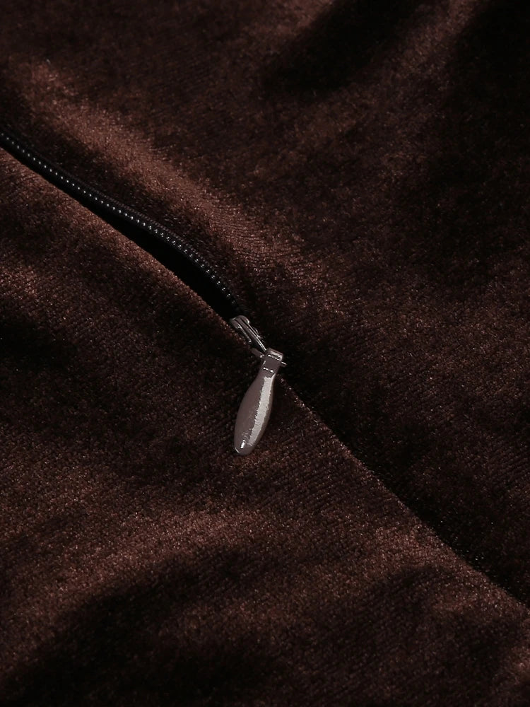 Straps Velvet Corset Patchwork Long Dress