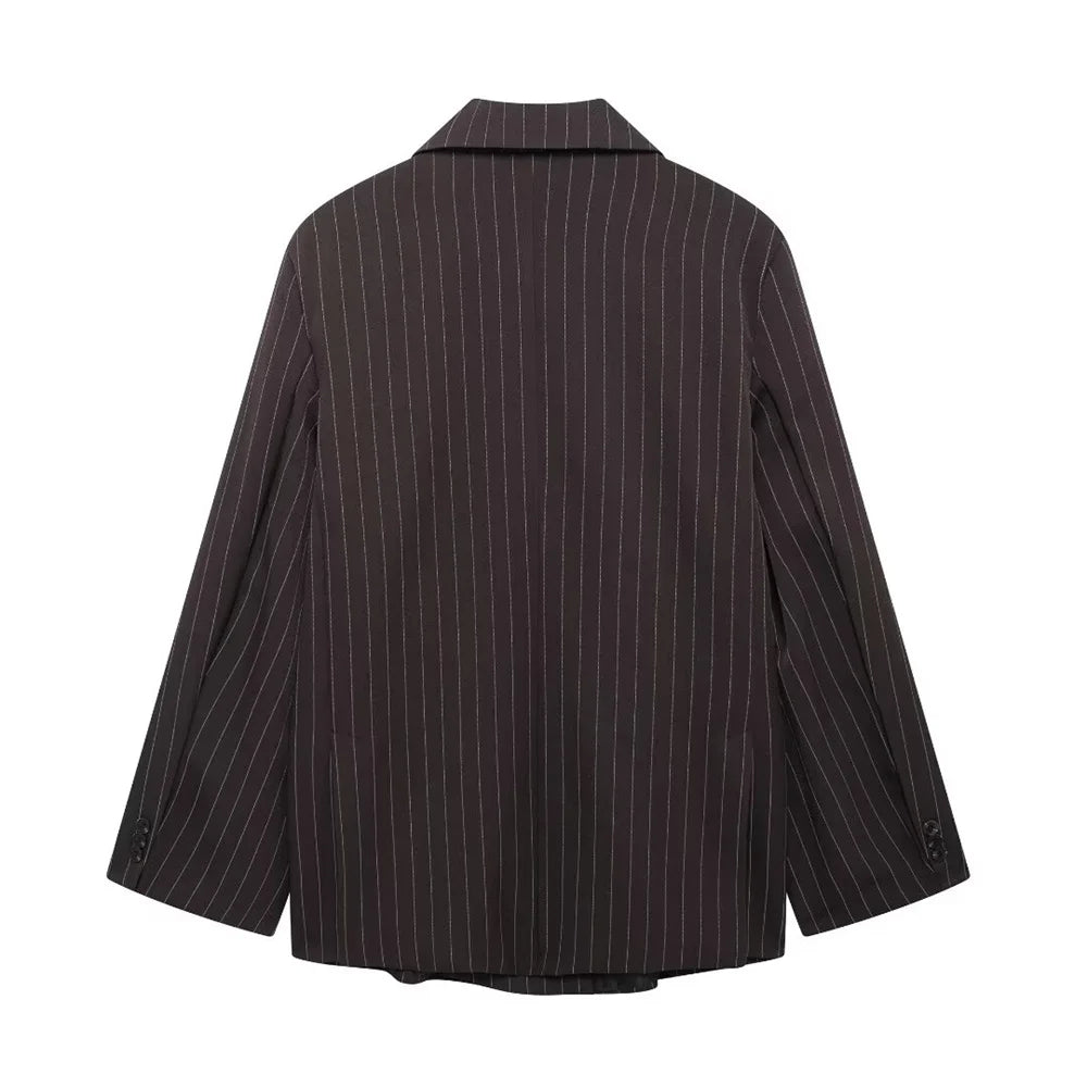 double breasted striped blazer