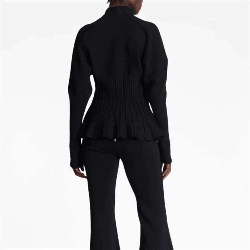 crystal button waist knitted top