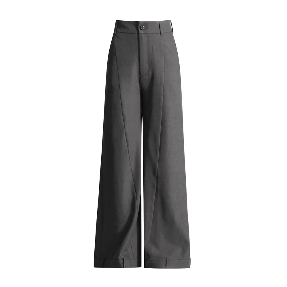 Two Piece Set Notched Collar Long Sleeve Blazer High Waist Wide Leg Pant