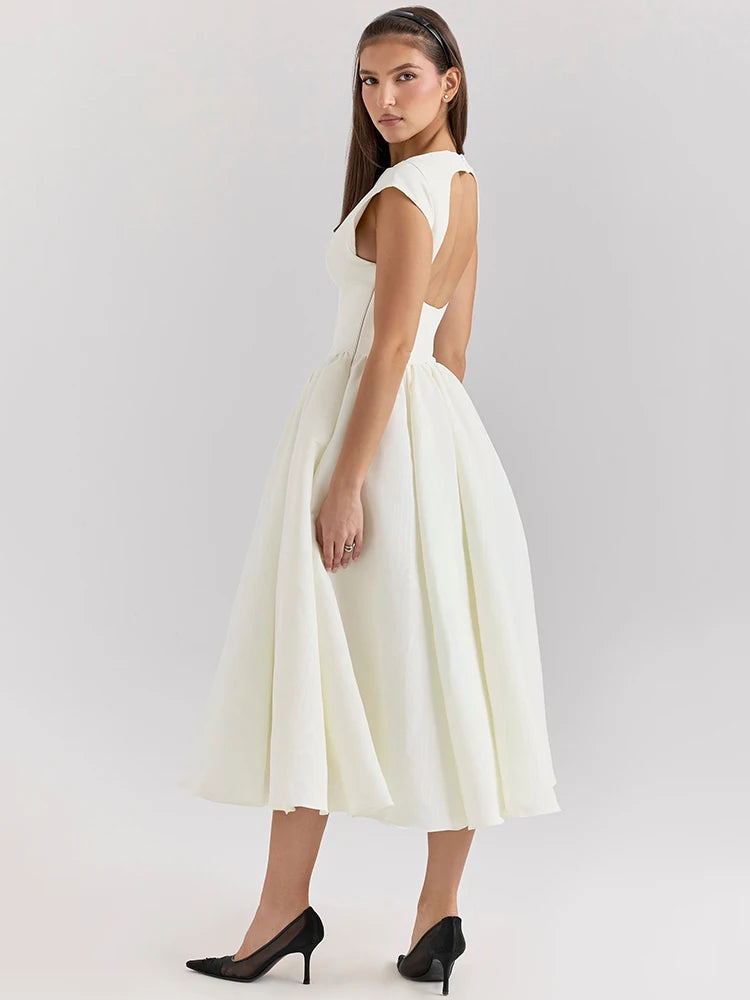 White Backless Maxi Dress