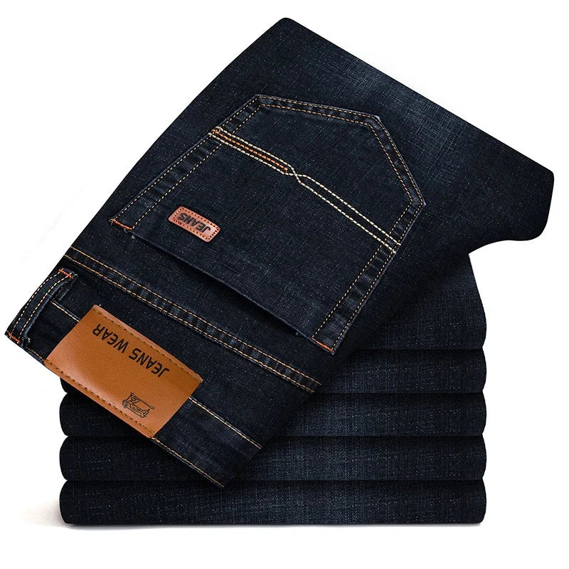 Casual Cotton Denim Straight Leg Pants