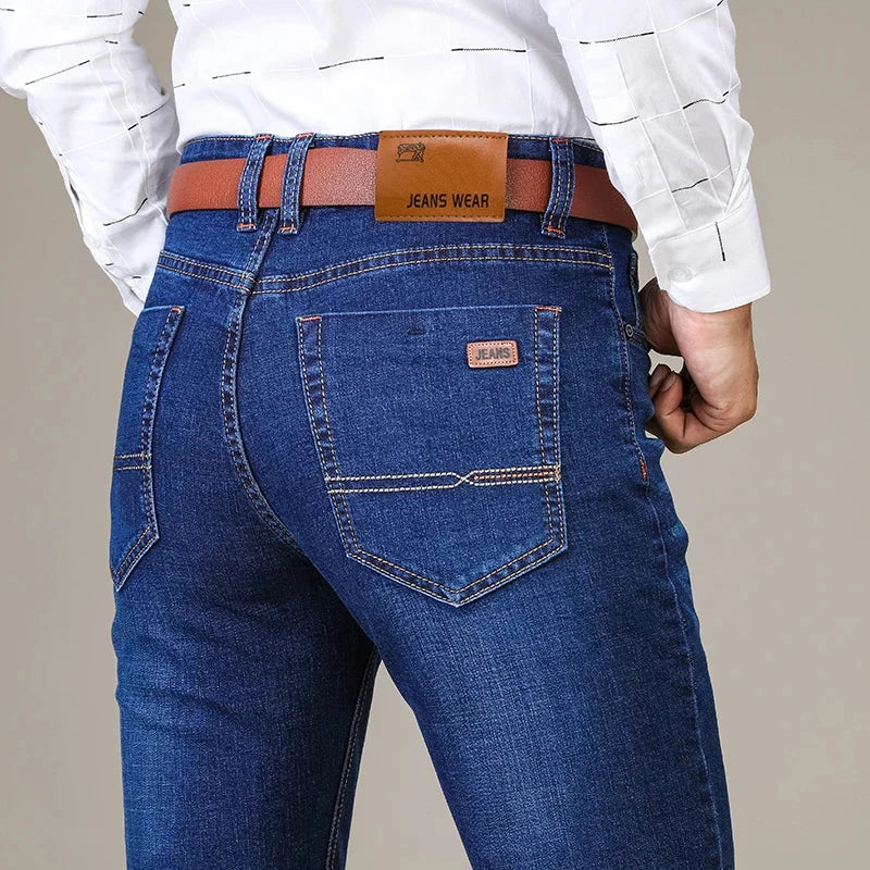 Casual Cotton Denim Straight Leg Pants