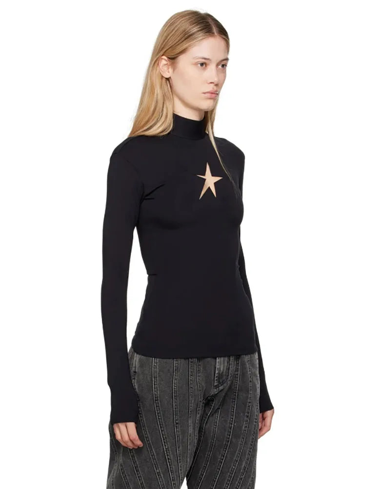high neck long sleeve Top