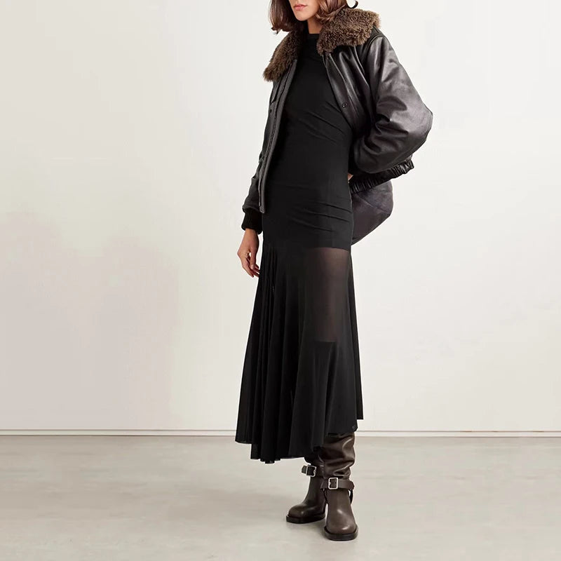Long Sleeve Mesh Dress