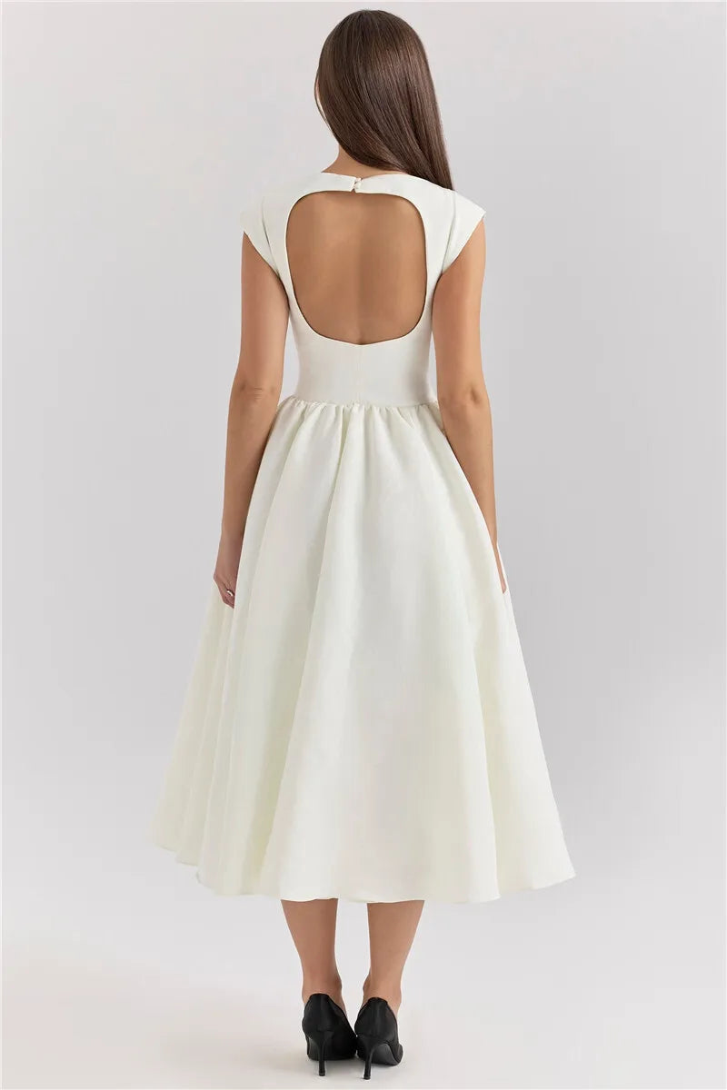 White Backless Maxi Dress