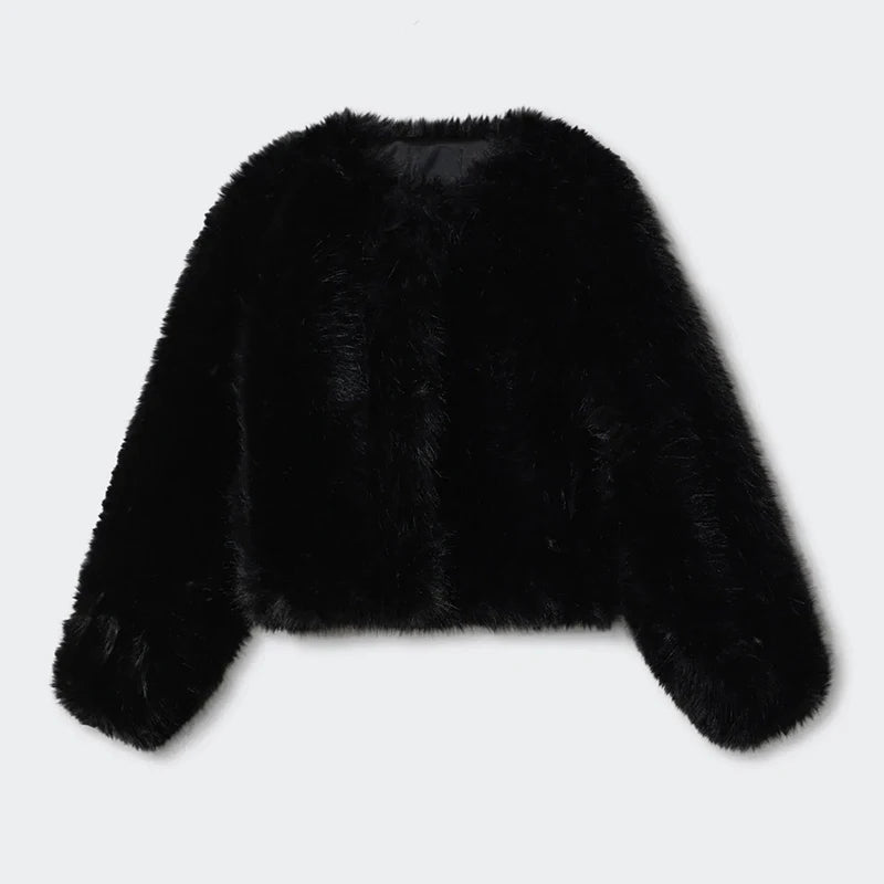 Cozy Cropped Faux Fur Coat