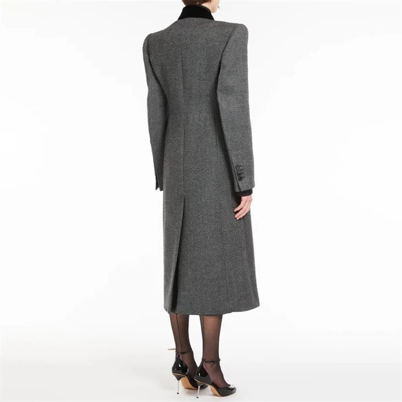 trench coat High quality wool blend long coat