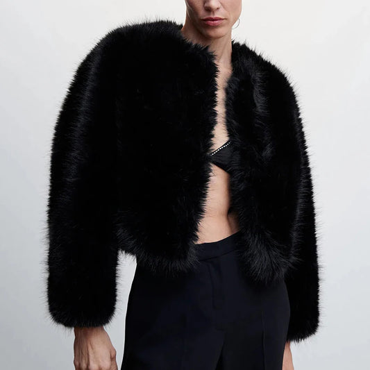 Cozy Cropped Faux Fur Coat