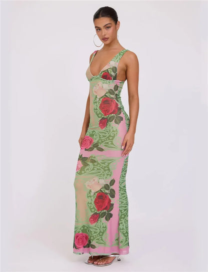 Green Sleeveless Backless dress