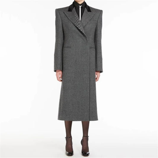 trench coat High quality wool blend long coat